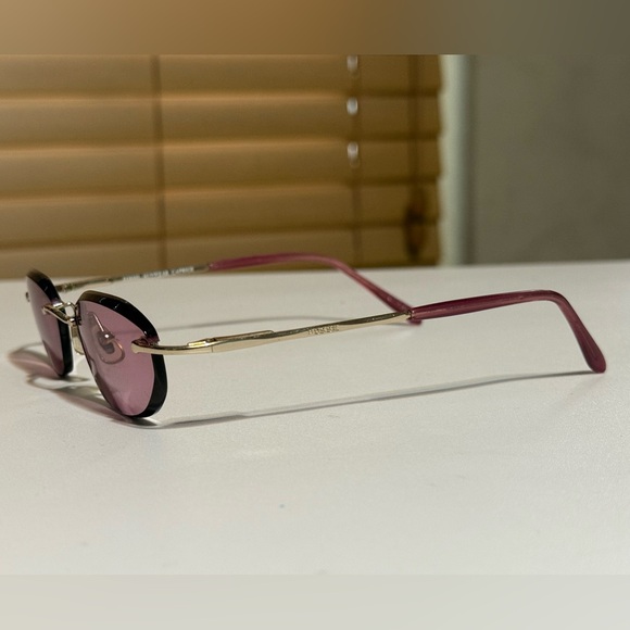 Fossil Pink Rimless Sunglasses | Y2K Vintage Vibe | Designer Shades - Picture 3 of 10